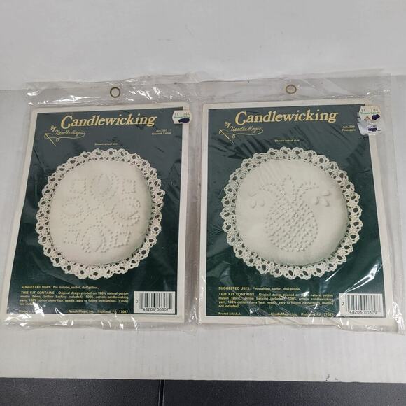 2 NIP Needle Magic Candlewicking Pineapple & Tulip Pincushion Ornament Kits - Picture 1 of 5